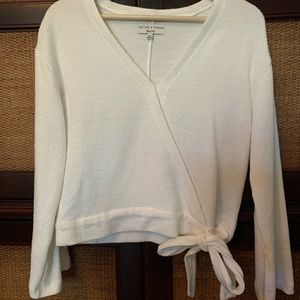 Madewell Texture and Thread ivory wrap top